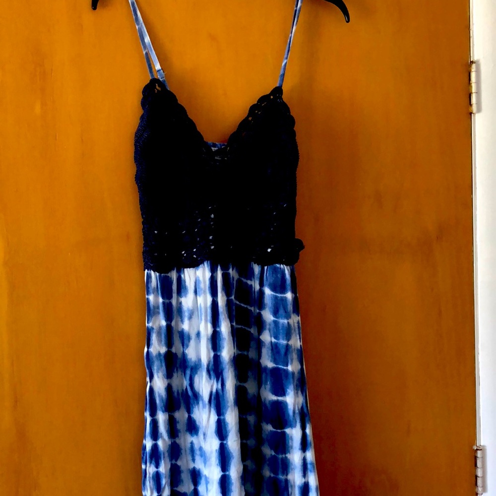 Crochet top tie dye bottom maxi dress NWOT